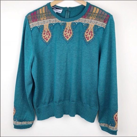 Vintage Embellished Blue Sweater Size L - Picture 1 of 8